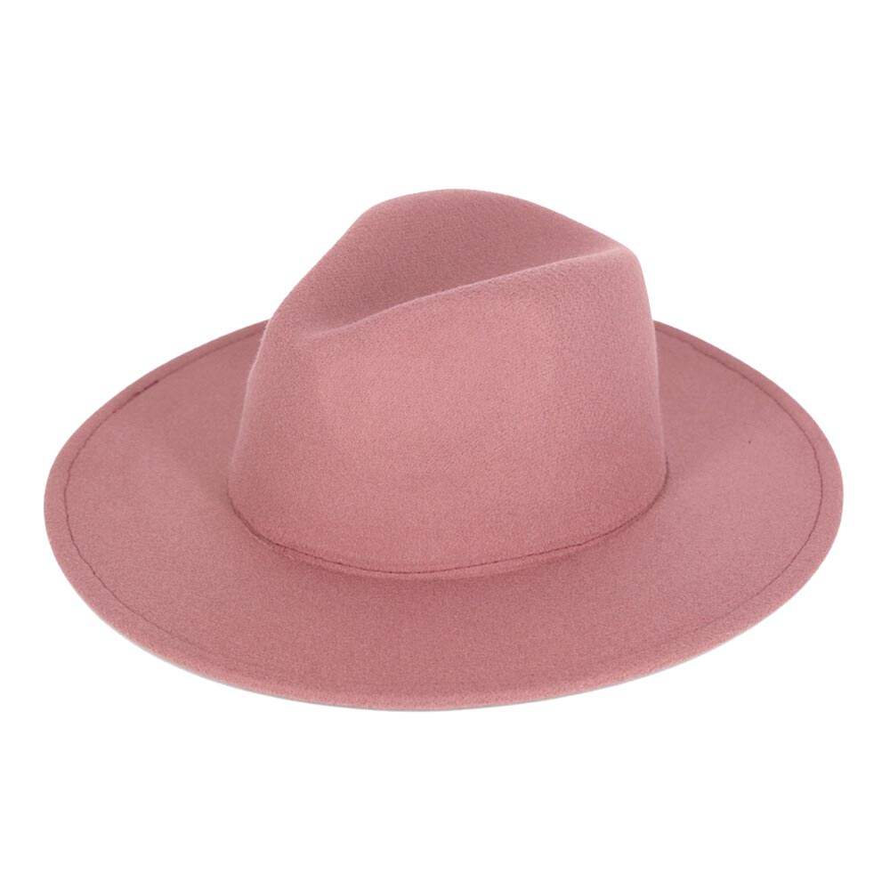Solid Color Classic Wide Brim Fedora Hat - Madeline Love - Flyclothing LLC