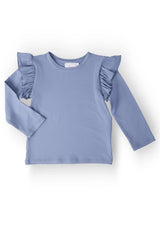 Dusty Blue L/S Ruffle Tee - Mila & Rose ® - Flyclothing LLC