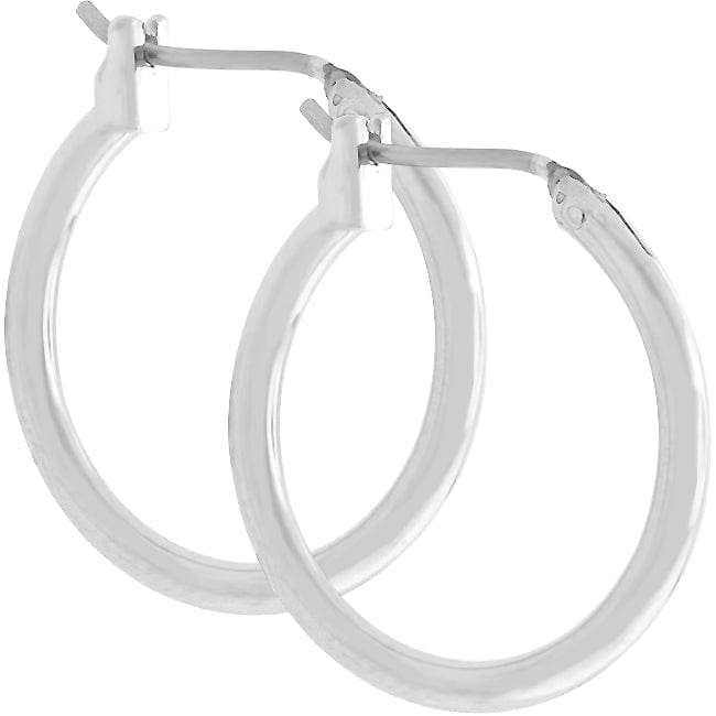Simple Silvertone Hoop Earrings - JGI