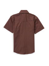 Boy's Ely Cattleman Short Sleeve Solid Brown Western Snap Shirt