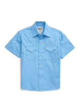 Boy's Ely Cattleman Short Sleeve Solid Light Blue Western Snap Shirt - Ely Cattleman - Flyclothing LLC