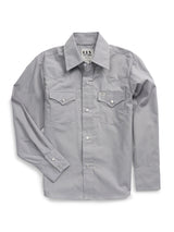 Boy's Ely Cattleman Long Sleeve Solid Gray Western Snap Shirt