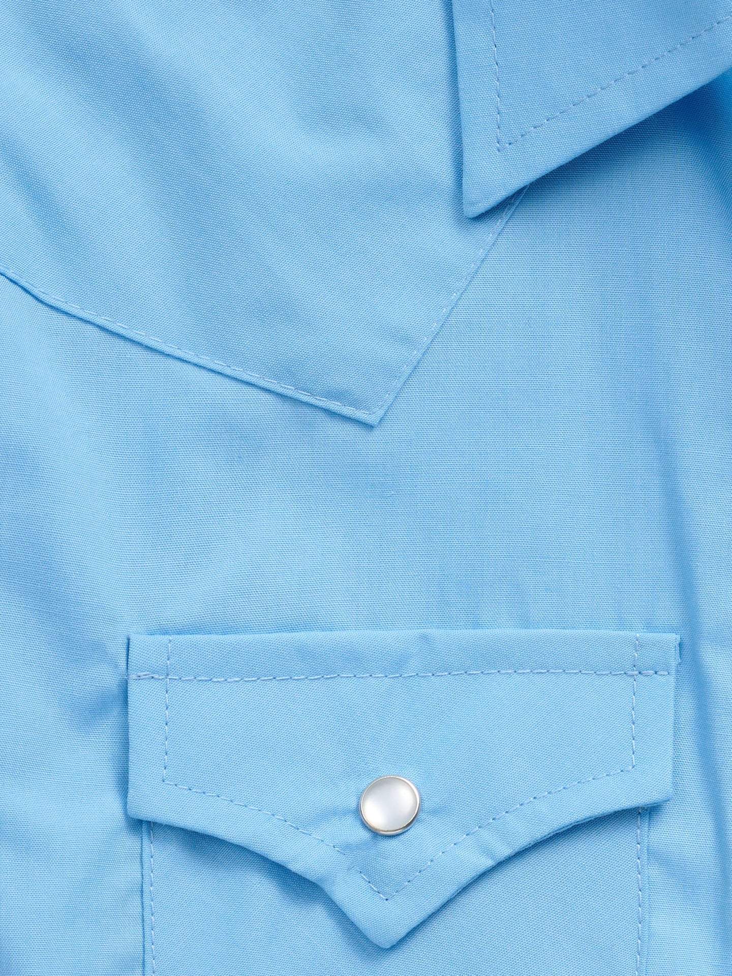 Boy's Ely Cattleman Long Sleeve Solid Light Blue Western Snap Shirt - Ely Cattleman - Flyclothing LLC