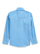 Boy's Ely Cattleman Long Sleeve Solid Light Blue Western Snap Shirt