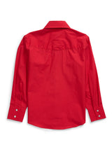 Boy's Ely Cattleman Long Sleeve Solid Red Western Snap Shirt