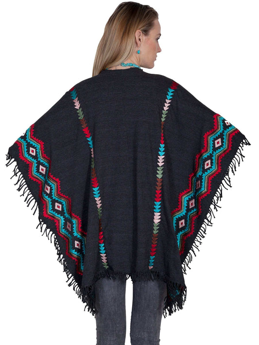 Scully Leather limited edition grey embroidered wrap w/fringe - Scully Leather - Flyclothing LLC