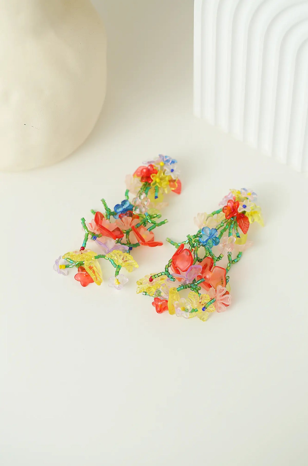 Y2K Inspired Trendy Beaded Flower Earrings - Wimsico - Flyclothing LLC