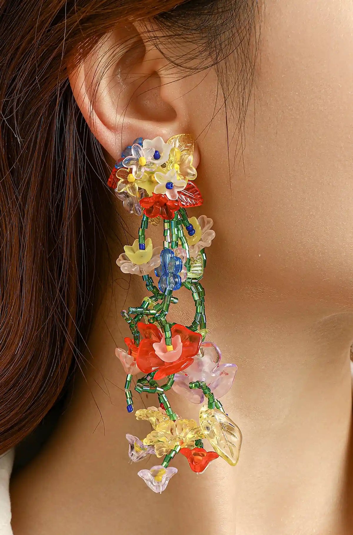 Y2K Inspired Trendy Beaded Flower Earrings - Wimsico - Flyclothing LLC