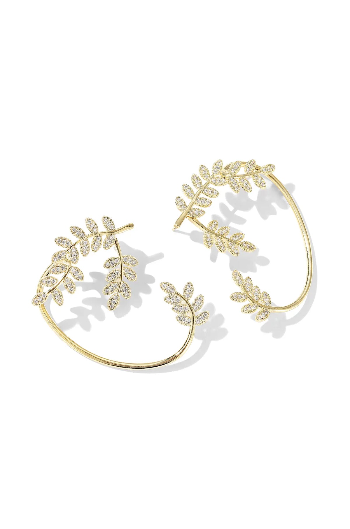 Leafy Gold Crawler Earrings - Wimsico - Flyclothing LLC