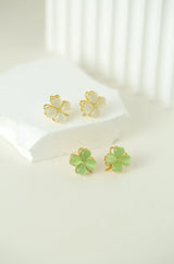 Opal Clover Earrings Studs - Wimsico - Flyclothing LLC
