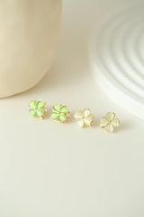 Opal Clover Earrings Studs - Wimsico - Flyclothing LLC