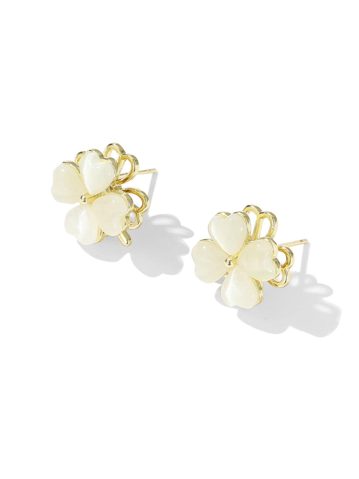 Opal Clover Earrings Studs - Wimsico - Flyclothing LLC