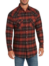Men's Ely Cattleman Long Sleeve Brawny Flannel Western Snap Shirt- Rust - Ely Cattleman - Flyclothing LLC