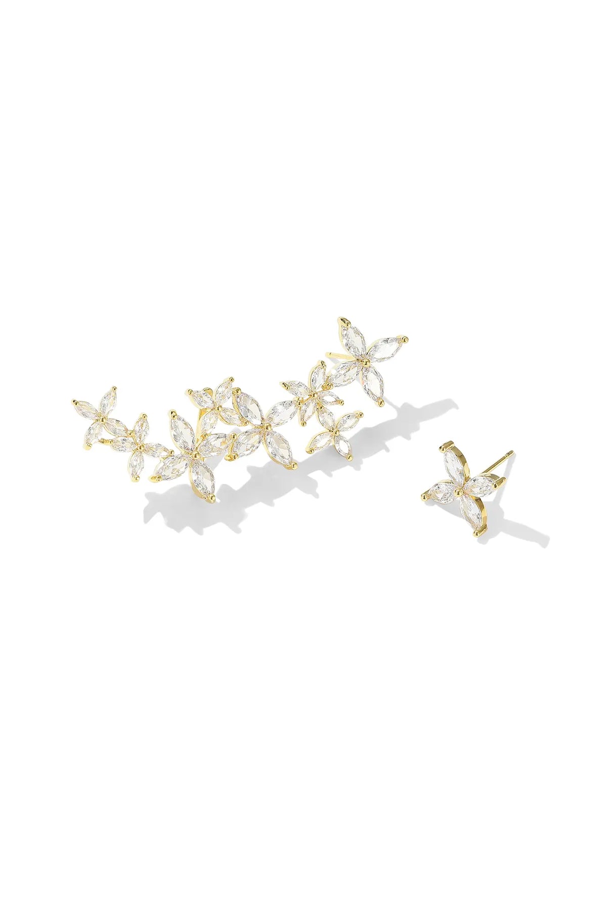 Floral Ear Crawler Earrings - Wimsico - Flyclothing LLC