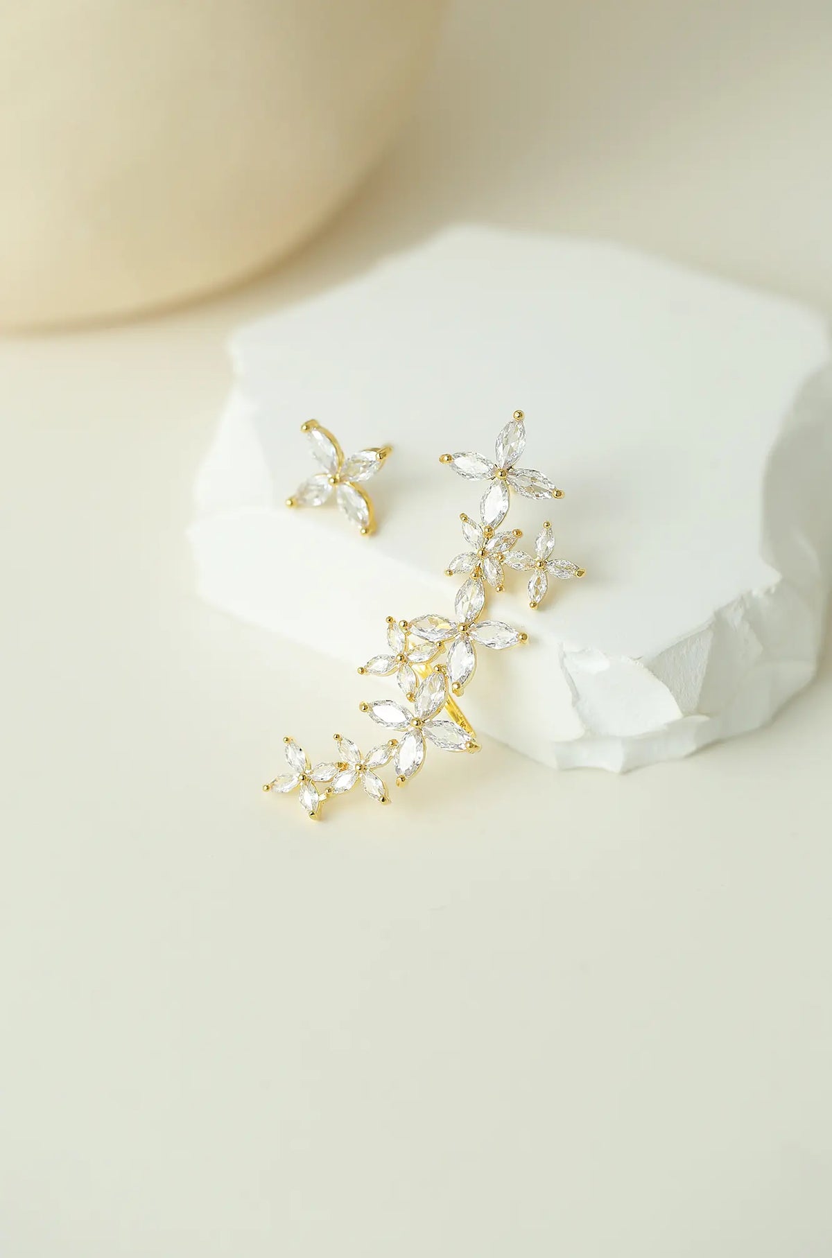Floral Ear Crawler Earrings - Wimsico - Flyclothing LLC