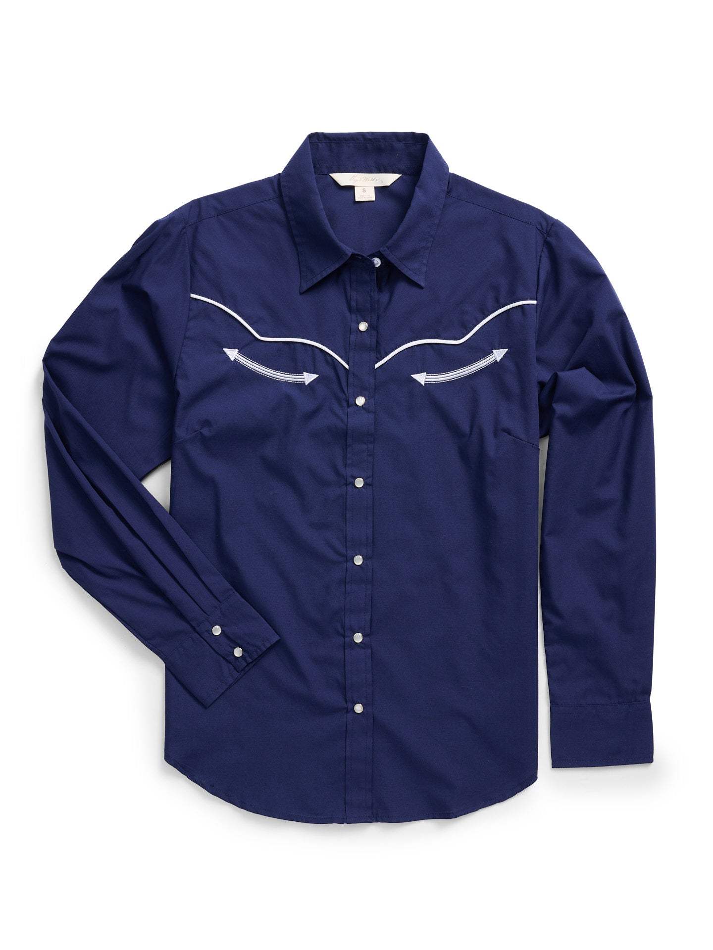Women's Ely Walker Navy with Contrast Piping Western Snap Shirt - Ely Cattleman - Flyclothing LLC