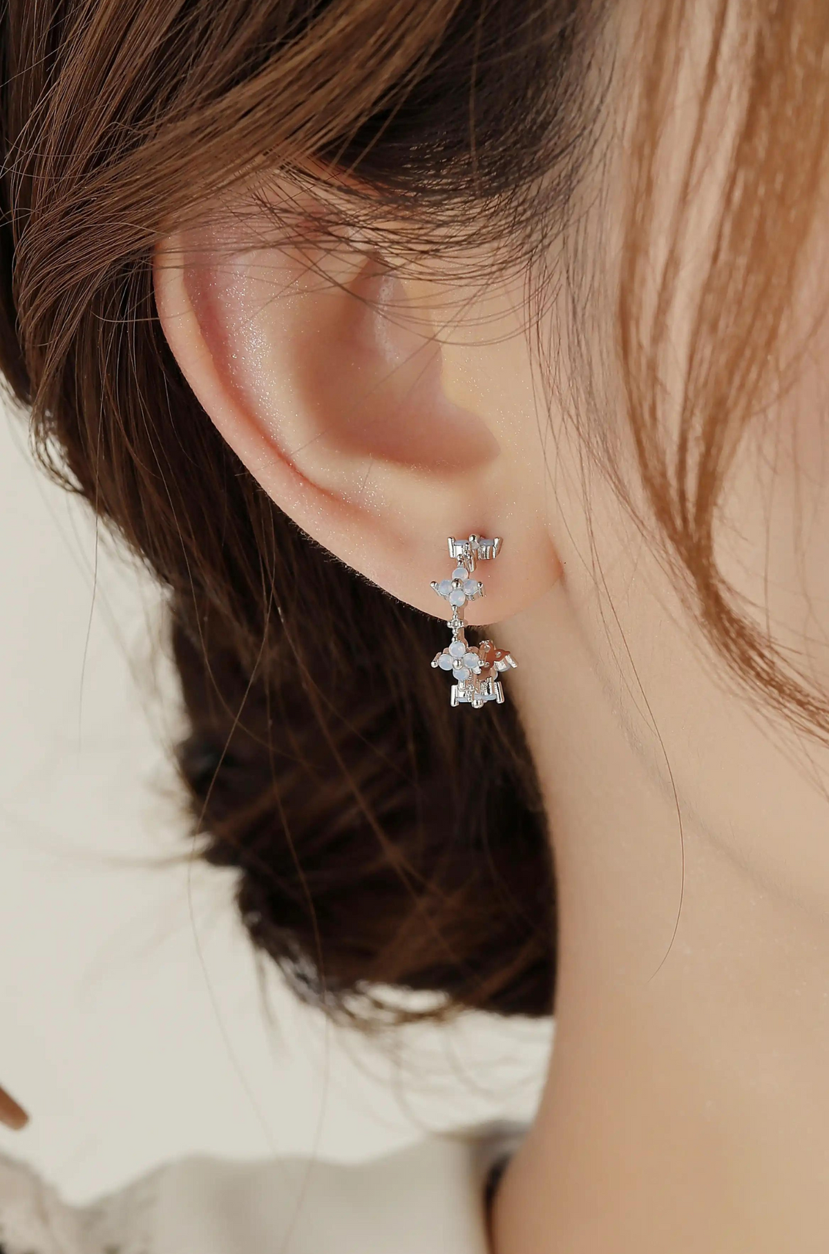 Dainty Blue Flower Hoop Earrings - Wimsico - Flyclothing LLC