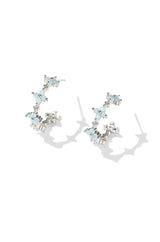 Dainty Blue Flower Hoop Earrings - Wimsico - Flyclothing LLC
