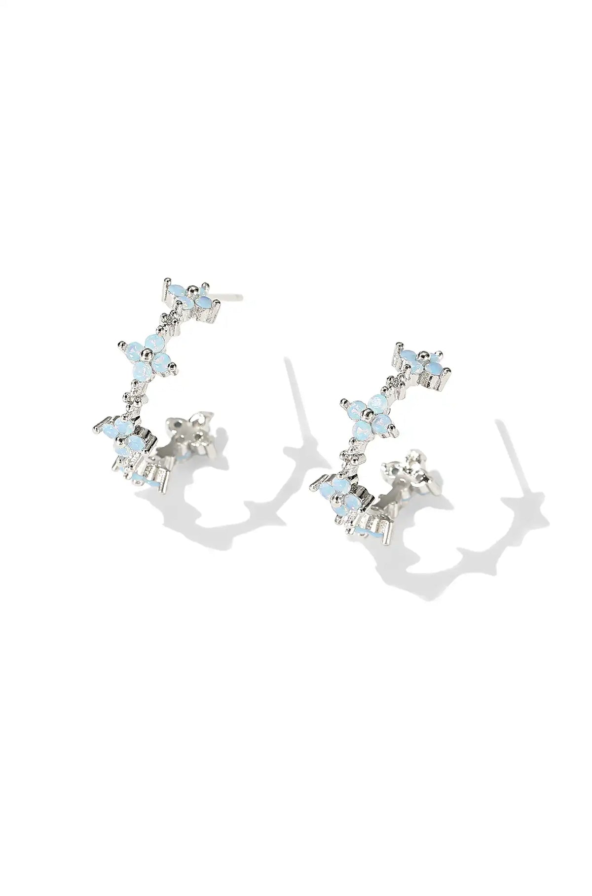 Dainty Blue Flower Hoop Earrings - Wimsico - Flyclothing LLC