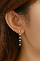 Dainty Blue Flower Drop Earrings - Wimsico - Flyclothing LLC