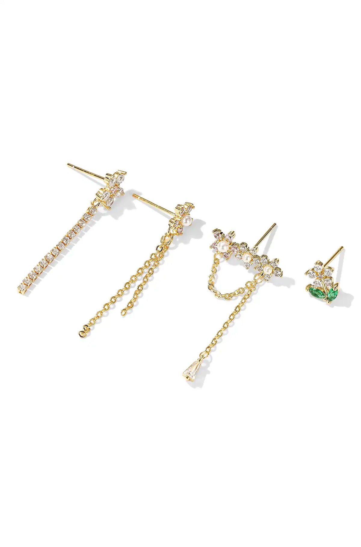 Chain Stud Earrings Set - Wimsico - Flyclothing LLC