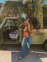 John Wayne Western Pearl Snap Button Up Top In Brown - Lil Bee's Bohemian - Flyclothing LLC
