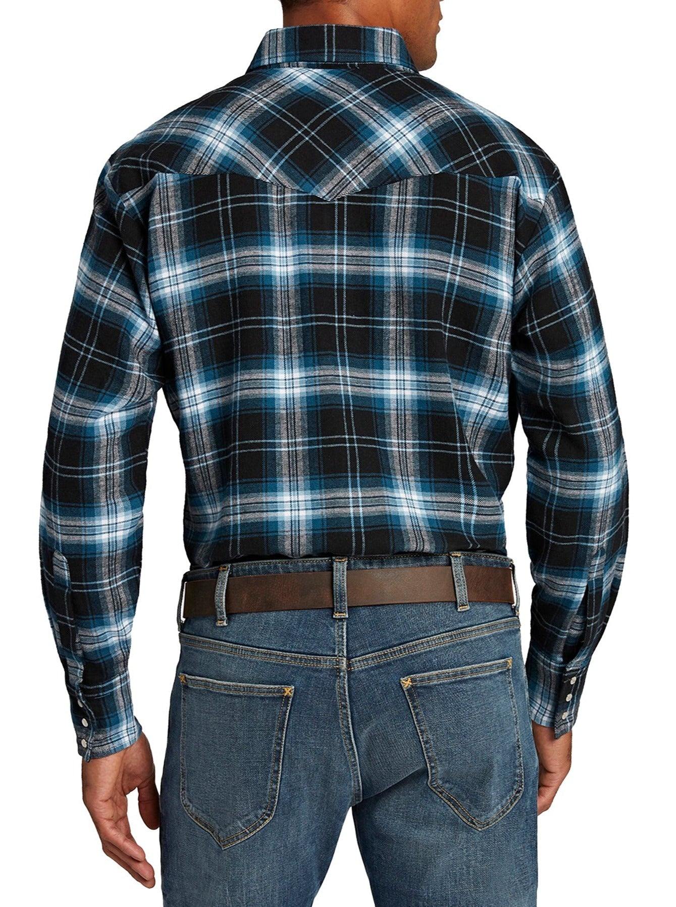 Ely Cattleman Men's Long Sleeve Brawny Flannel Western Snap Shirt - Ely Cattleman