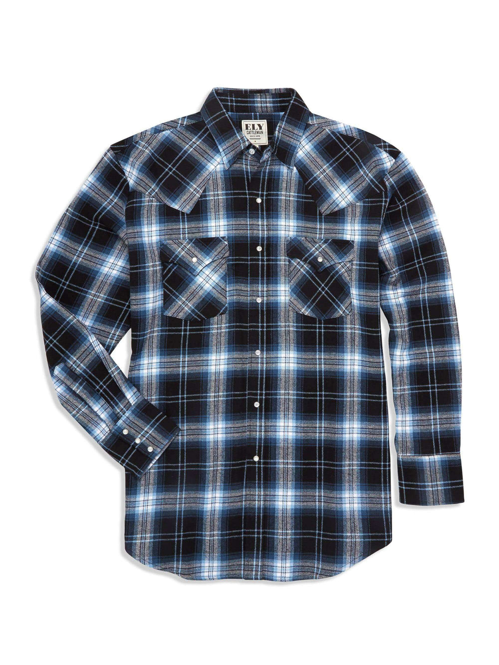 Ely Cattleman Men's Long Sleeve Brawny Flannel Western Snap Shirt - Ely Cattleman - Flyclothing LLC