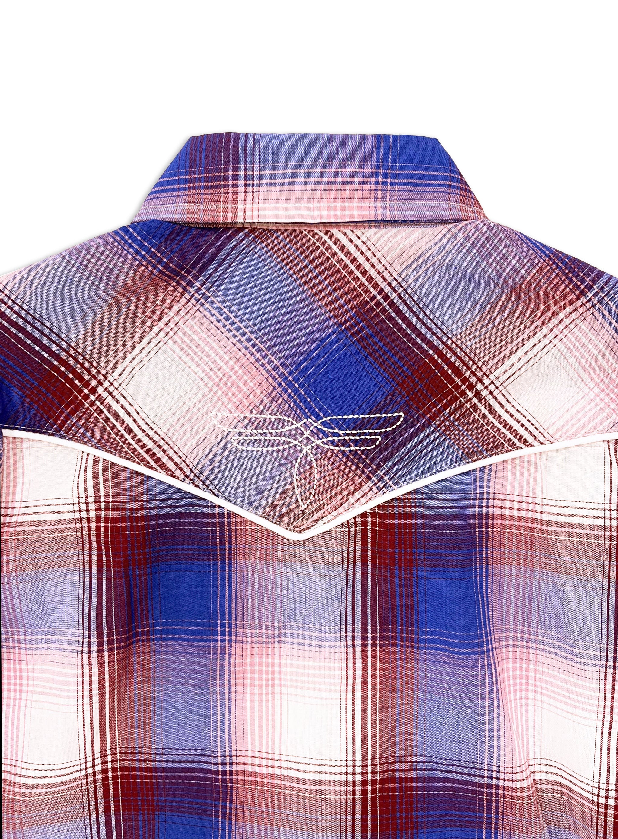 Girl's Ely Cattleman Plaid Western Snap Shirt with Bootstitch Embroidery