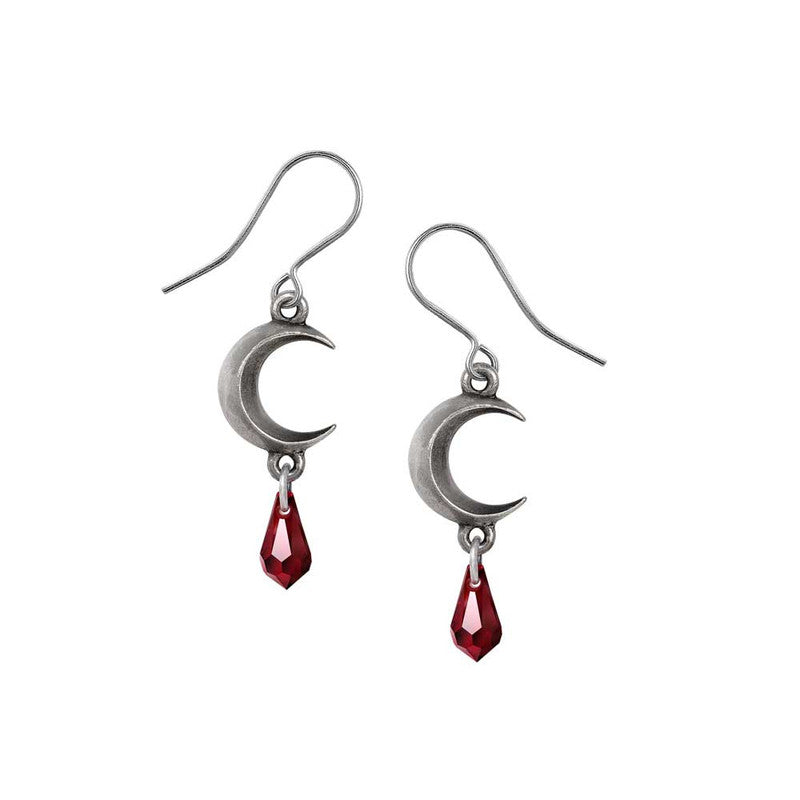 Alchemy Gothic Tears of the Moon Earrings - Red
