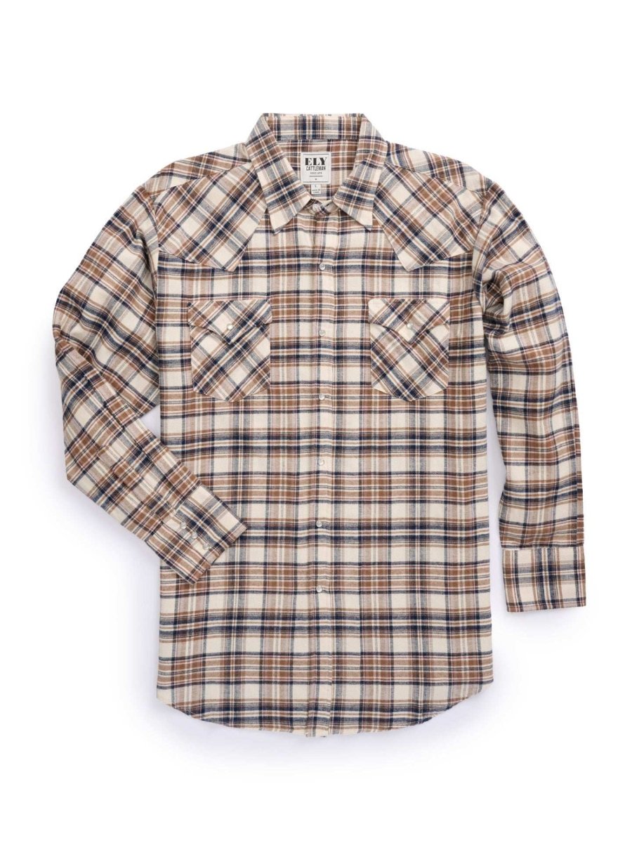 Men's Ely Cattleman Long Sleeve Flannel Plaid Western Snap Shirt - Ely Cattleman - Flyclothing LLC