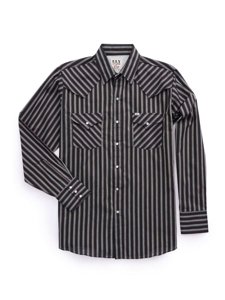 Men's Ely Cattleman Pro Long Sleeve Stripe Vented Western Shirt - Ely Cattleman - Flyclothing LLC