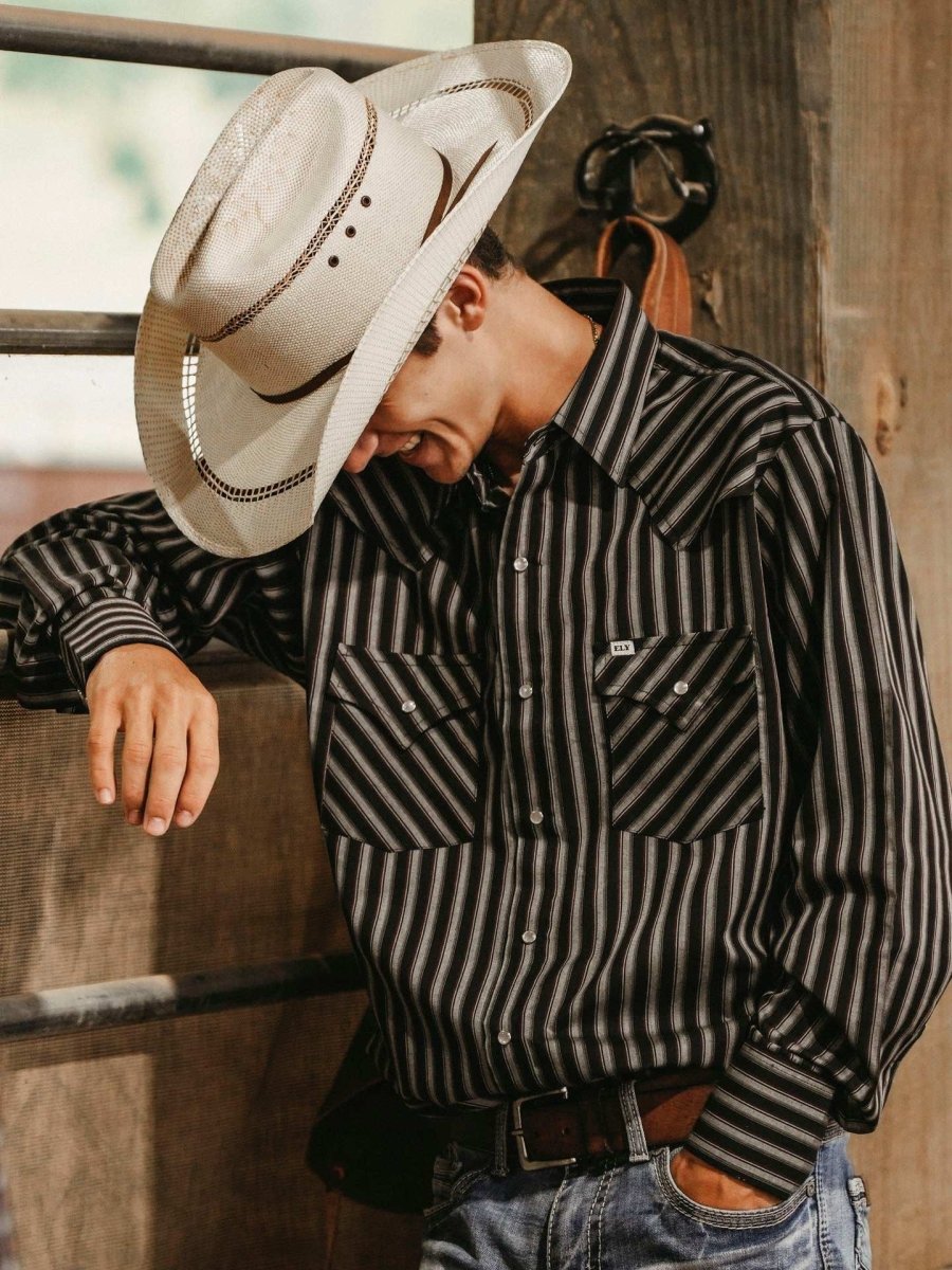 Men's Ely Cattleman Pro Long Sleeve Stripe Vented Western Shirt - Ely Cattleman - Flyclothing LLC