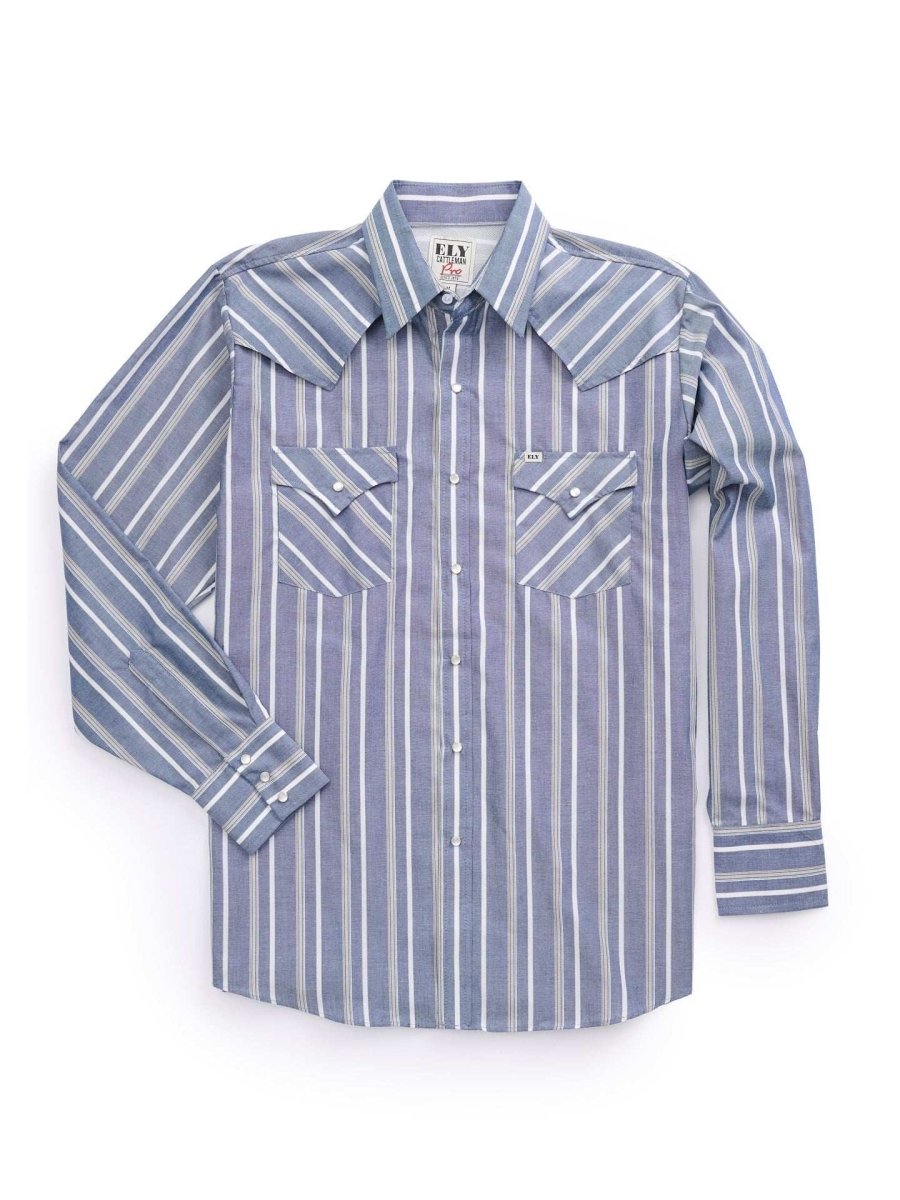 Men's Ely Cattleman Pro Long Sleeve Stripe Vented Western Shirt - Ely Cattleman - Flyclothing LLC