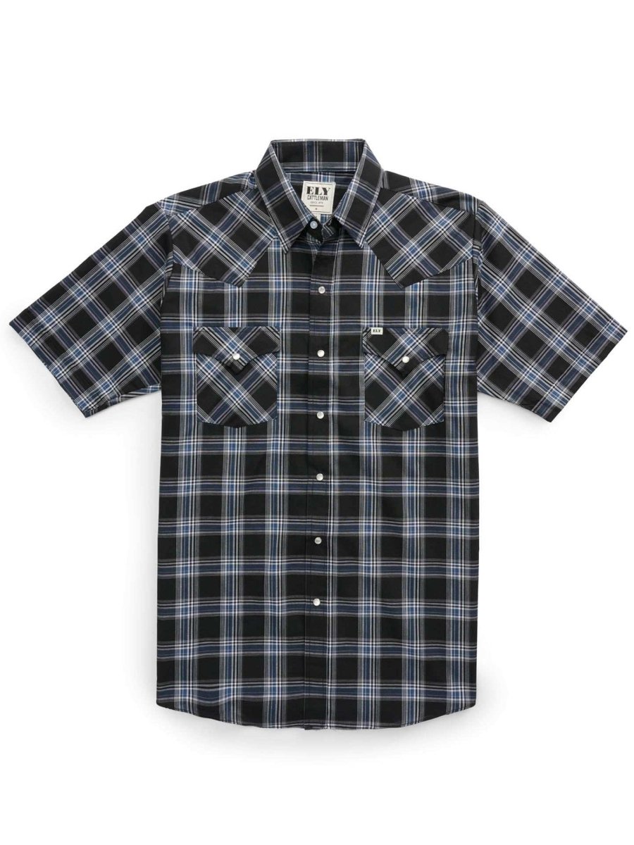 Men's Ely Cattleman Short Sleeve Plaid Western Snap Shirt - Ely Cattleman - Flyclothing LLC