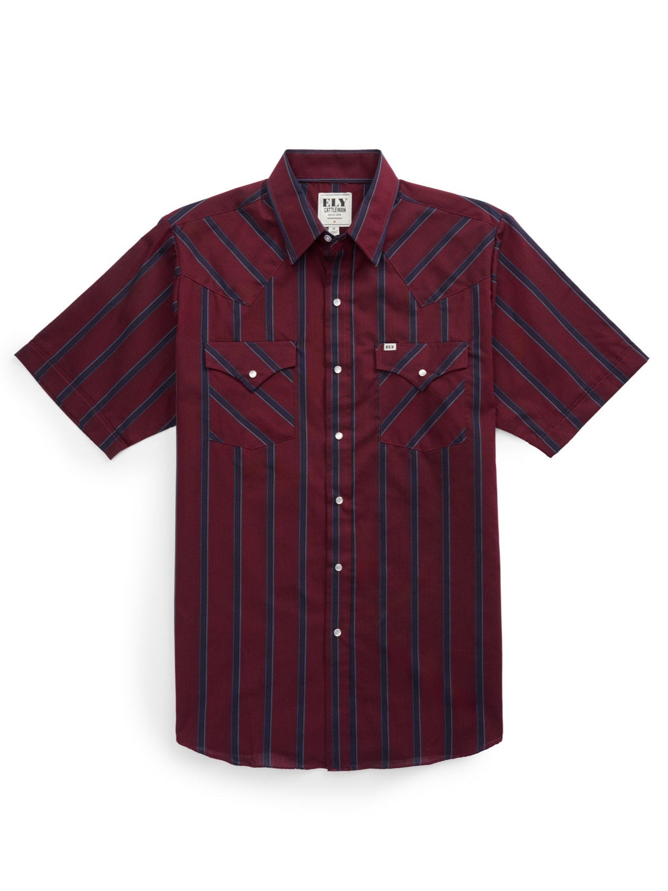 Men's Ely Cattleman Short Sleeve Stripe Western Snap Shirt
