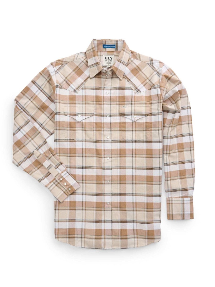 Men's Ely Cattleman Long Sleeve Western Wrinkle Resistant Plaid Shirt - Ely Cattleman - Flyclothing LLC