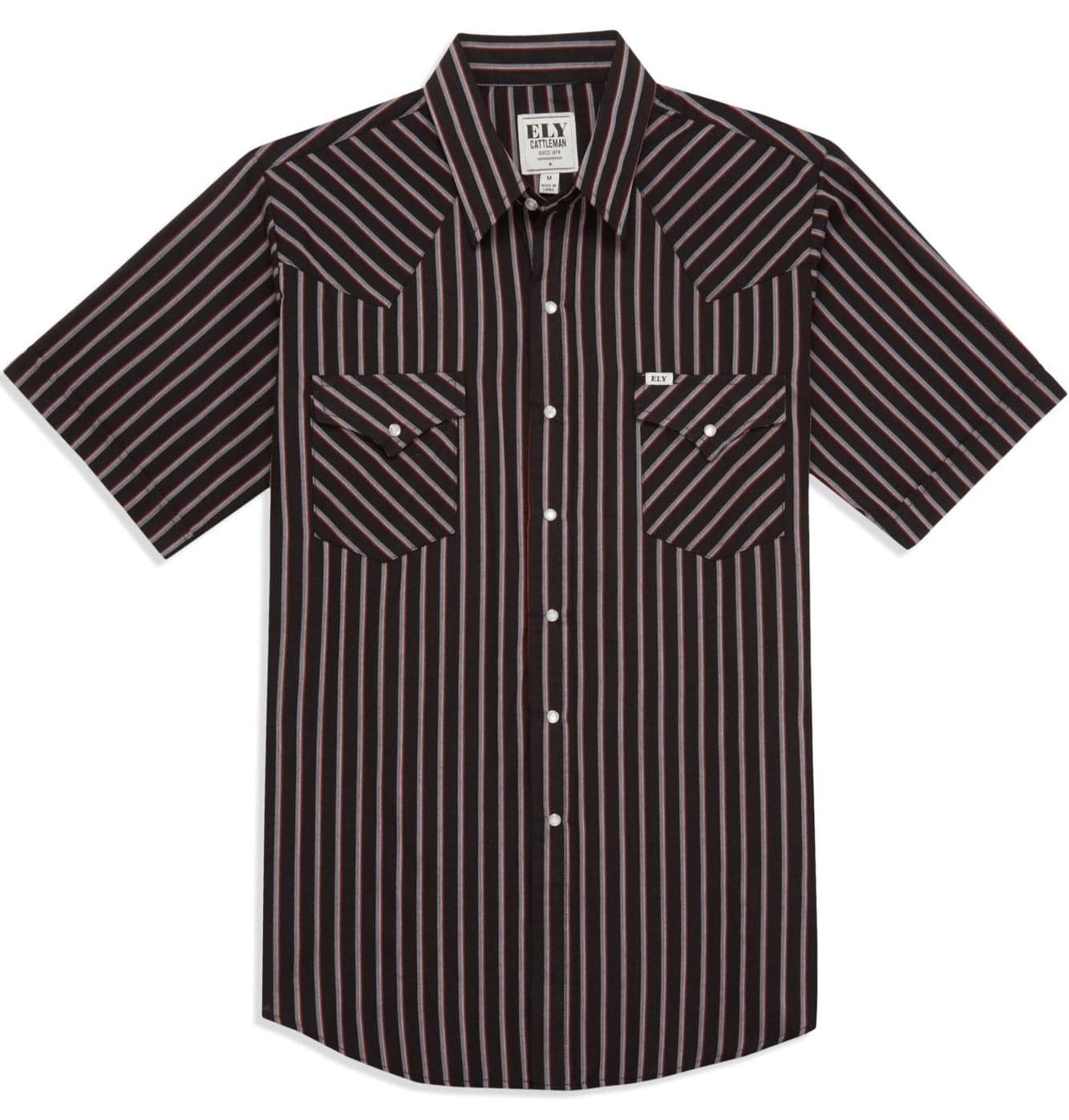 Men's Ely Cattleman Short Sleeve Stripe Western Snap Shirt - Ely Cattleman
