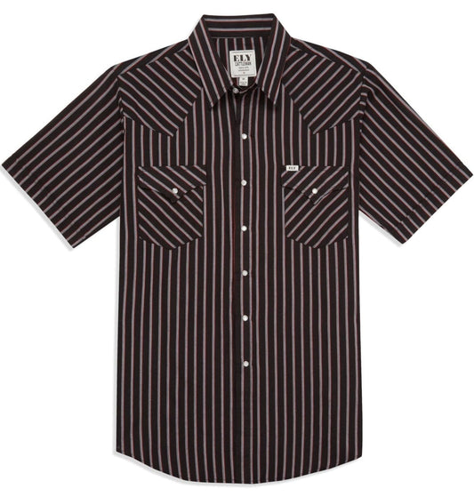 Men's Ely Cattleman Short Sleeve Stripe Western Snap Shirt - Ely Cattleman