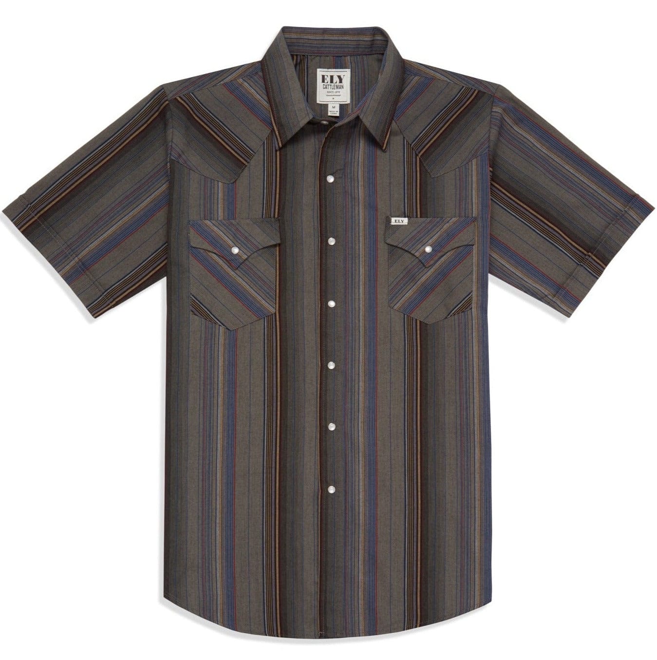 Men's Ely Cattleman Short Sleeve Stripe Western Snap Shirt