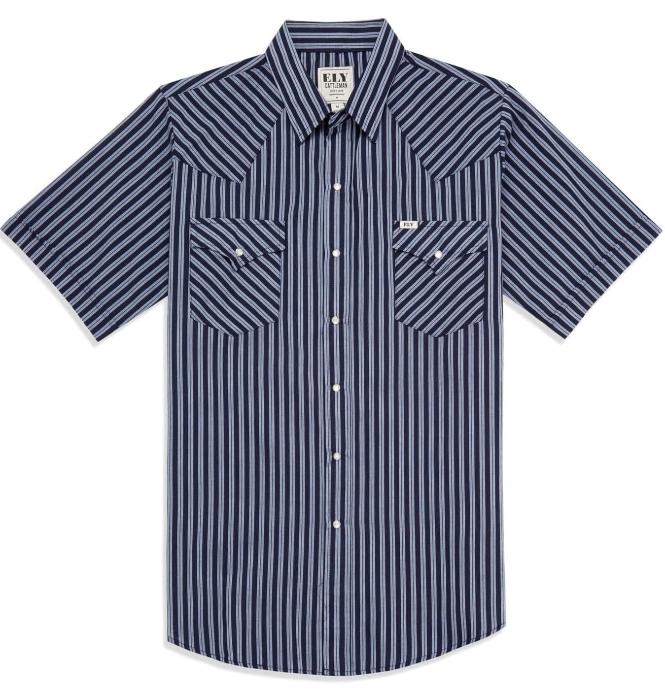 Men's Ely Cattleman Short Sleeve Stripe Western Snap Shirt - Ely Cattleman