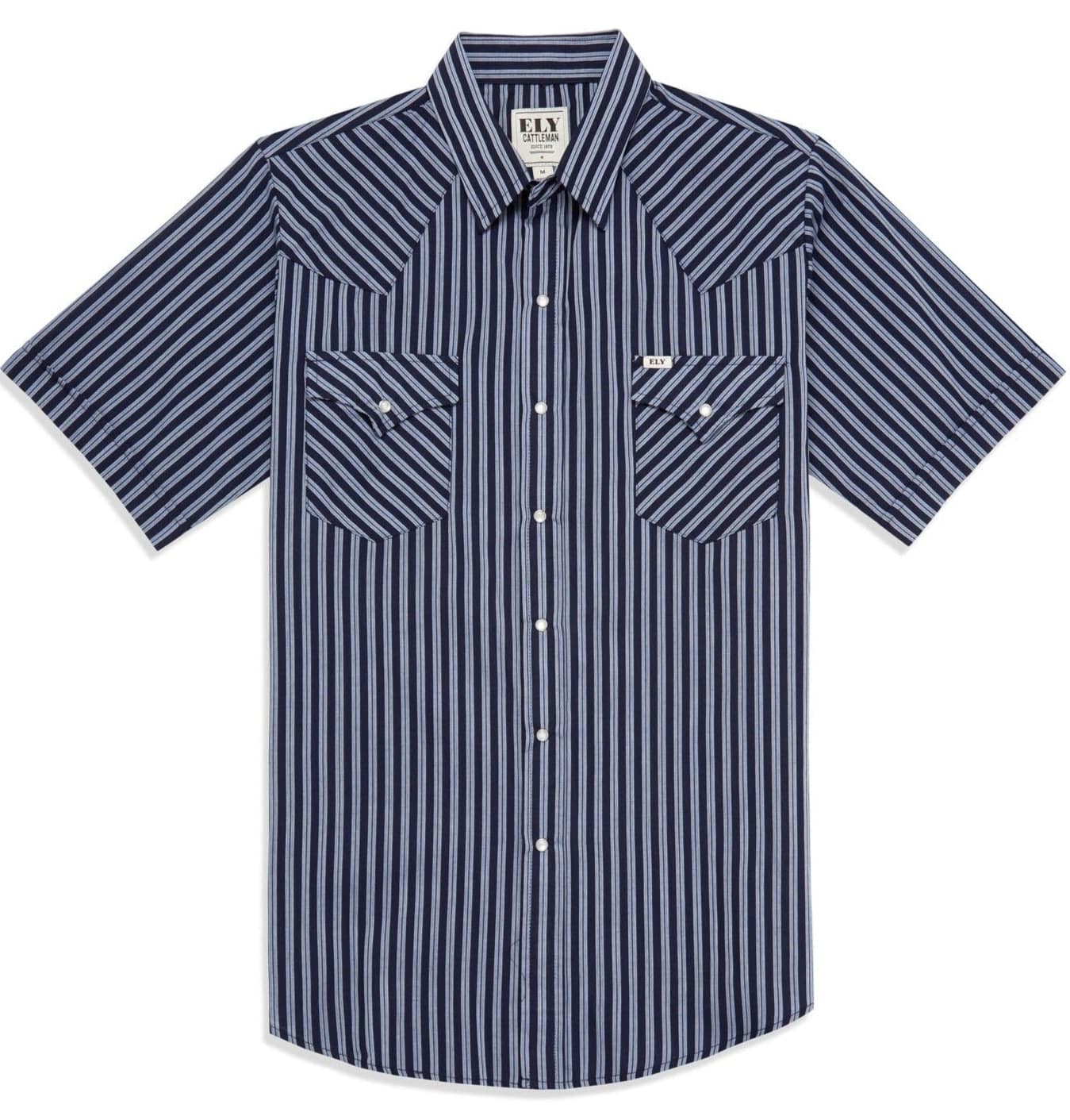 Men's Ely Cattleman Short Sleeve Stripe Western Snap Shirt