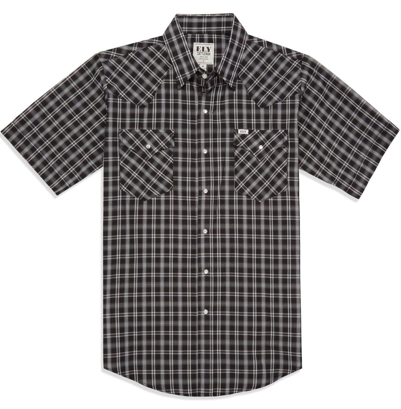 Men's Ely Cattleman Short Sleeve Plaid Western Snap Shirt