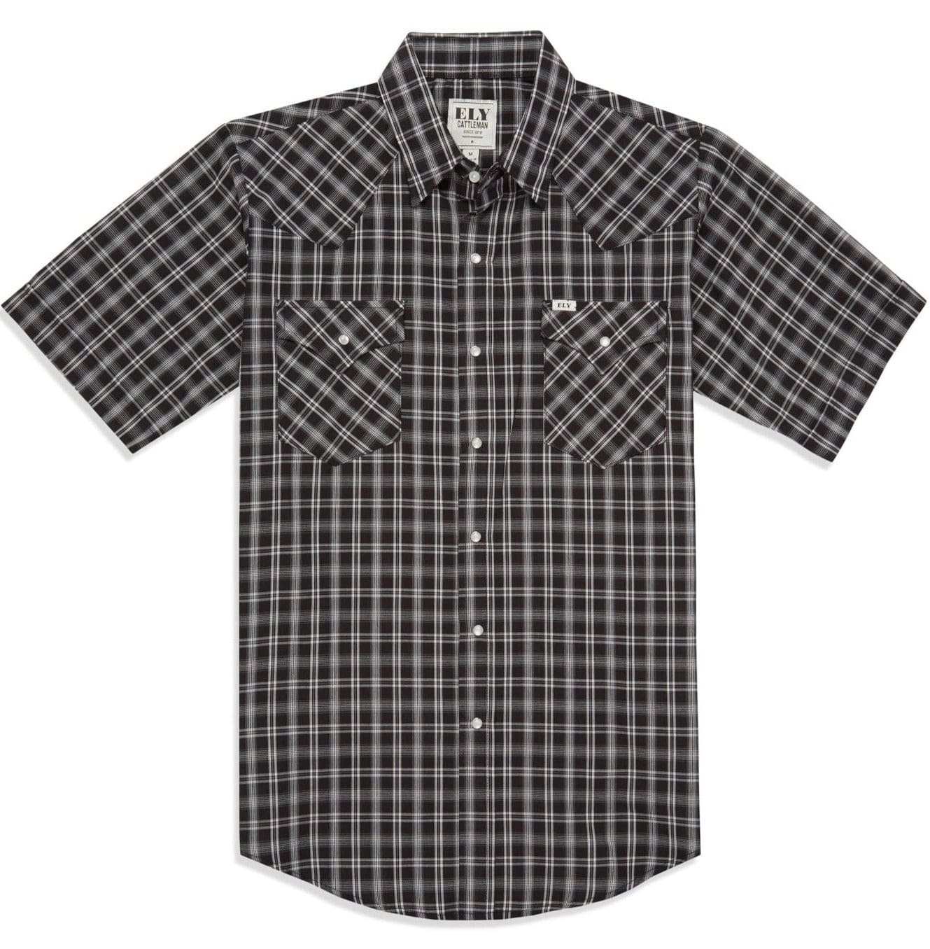 Men's Ely Cattleman Short Sleeve Plaid Western Snap Shirt - Ely Cattleman - Flyclothing LLC