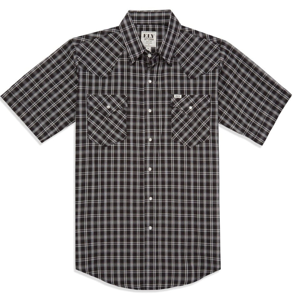 Men's Ely Cattleman Short Sleeve Plaid Western Snap Shirt - Ely Cattleman