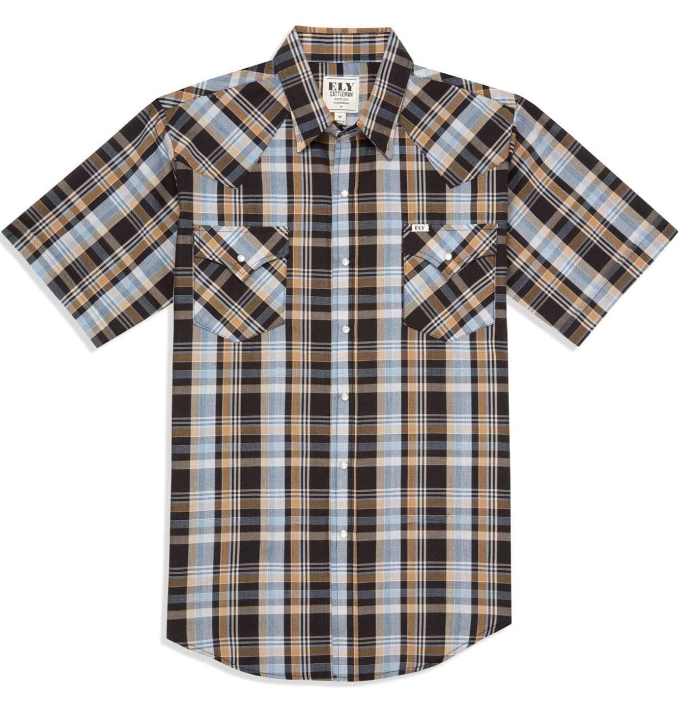 Men's Ely Cattleman Short Sleeve Plaid Western Snap Shirt - Ely Cattleman - Flyclothing LLC