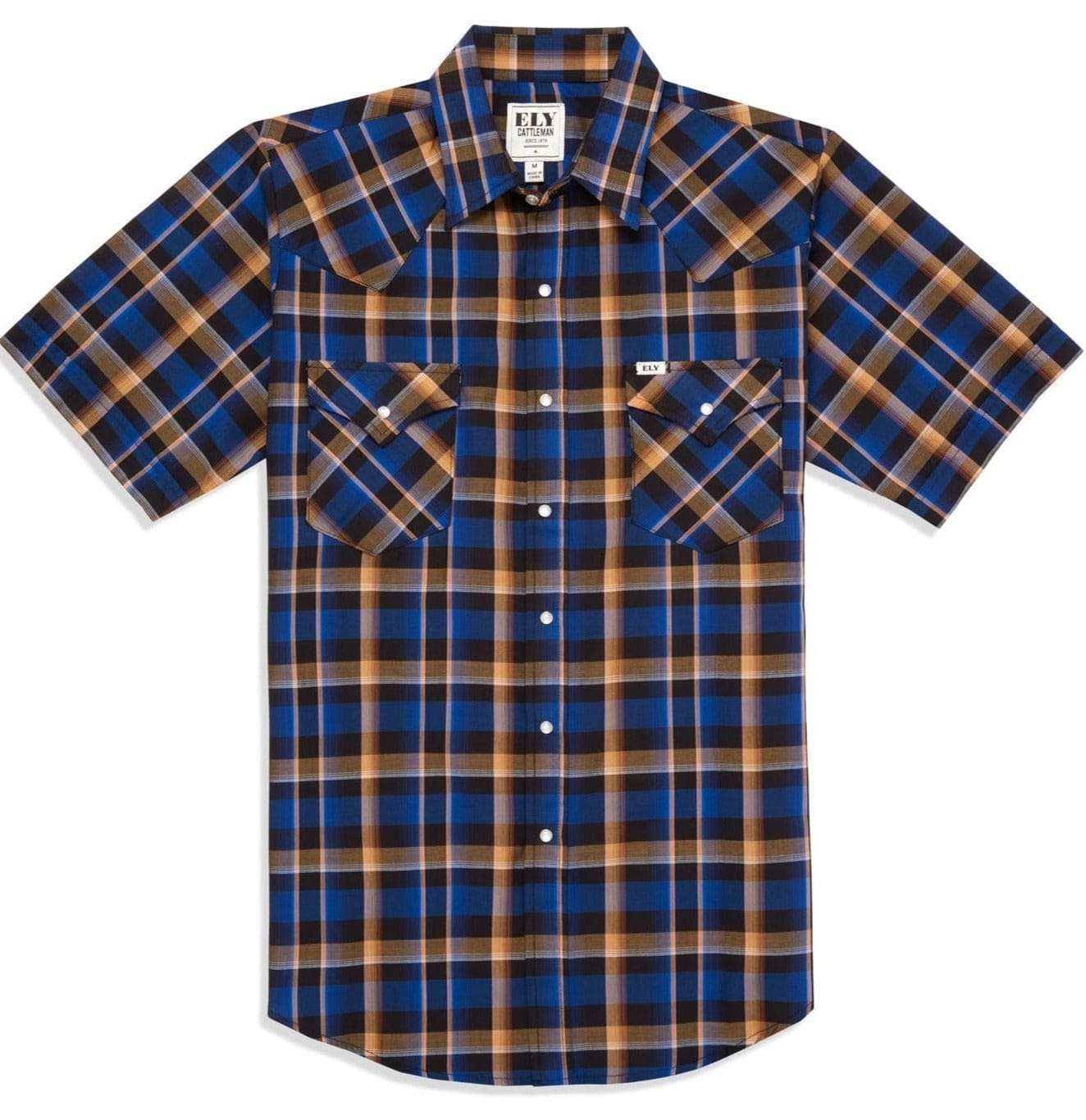Men's Ely Cattleman Short Sleeve Plaid Western Snap Shirt - Ely Cattleman - Flyclothing LLC