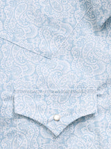 Men's Ely Cattleman Long Sleeve Blue Paisley Print Western Snap Shirt