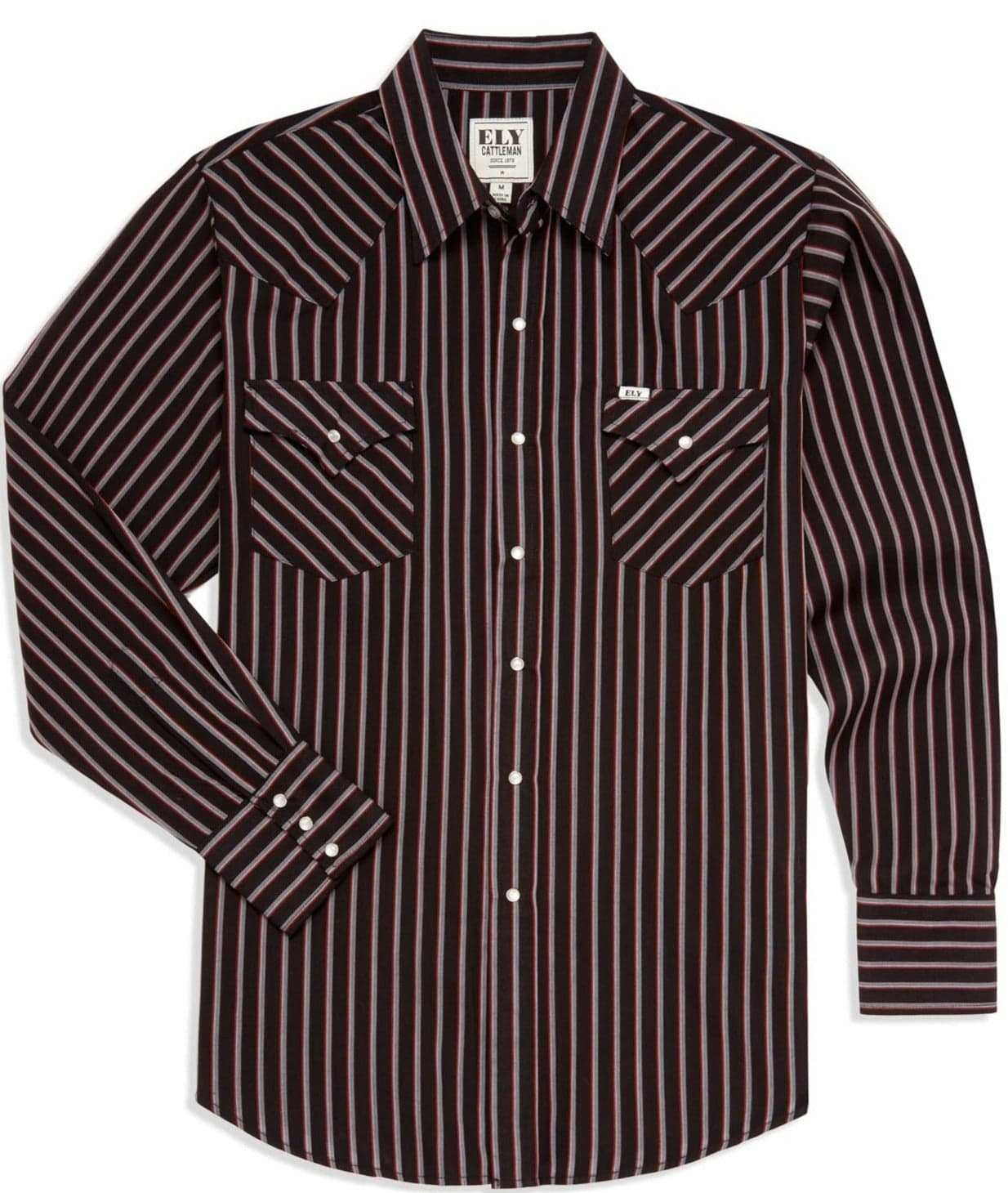 Men's Ely Cattleman Long Sleeve Stripe Western Snap Shirt - Ely Cattleman - Flyclothing LLC