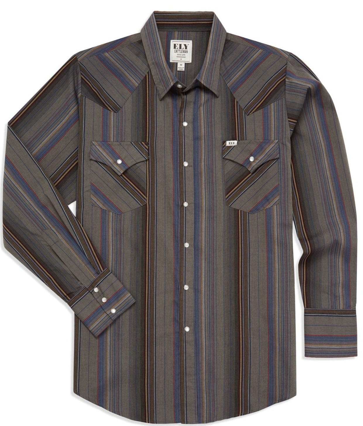Men's Ely Cattleman Long Sleeve Stripe Western Snap Shirt - Ely Cattleman - Flyclothing LLC